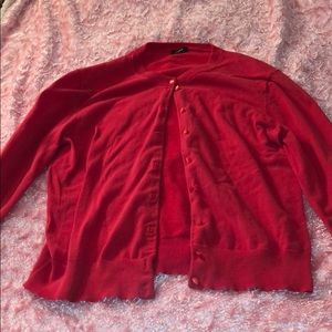J. Crew Preppy Red Button up cardigan